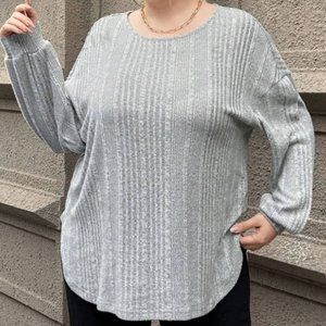 Plus Size Women'S Ribbed Curve Hem T-Shirt